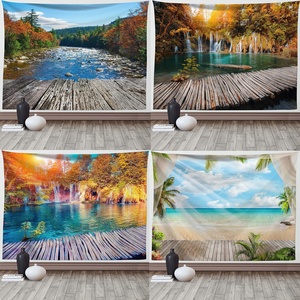 Paysage naturel Forêts Paysage de montagne Série Diffusion en direct Tissu de <span class=keywords><strong>fond</strong></span> Impression numérique 3D Tapisseries rectangulaires - Product Image 4