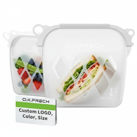 Sacs en silicone pour la plage, DIY, avec breloques, sacs en silicone à trous, sacs en silicone de qualité alimentaire, certifiés LFGB, sacs à sandwich en silicone pour l'école