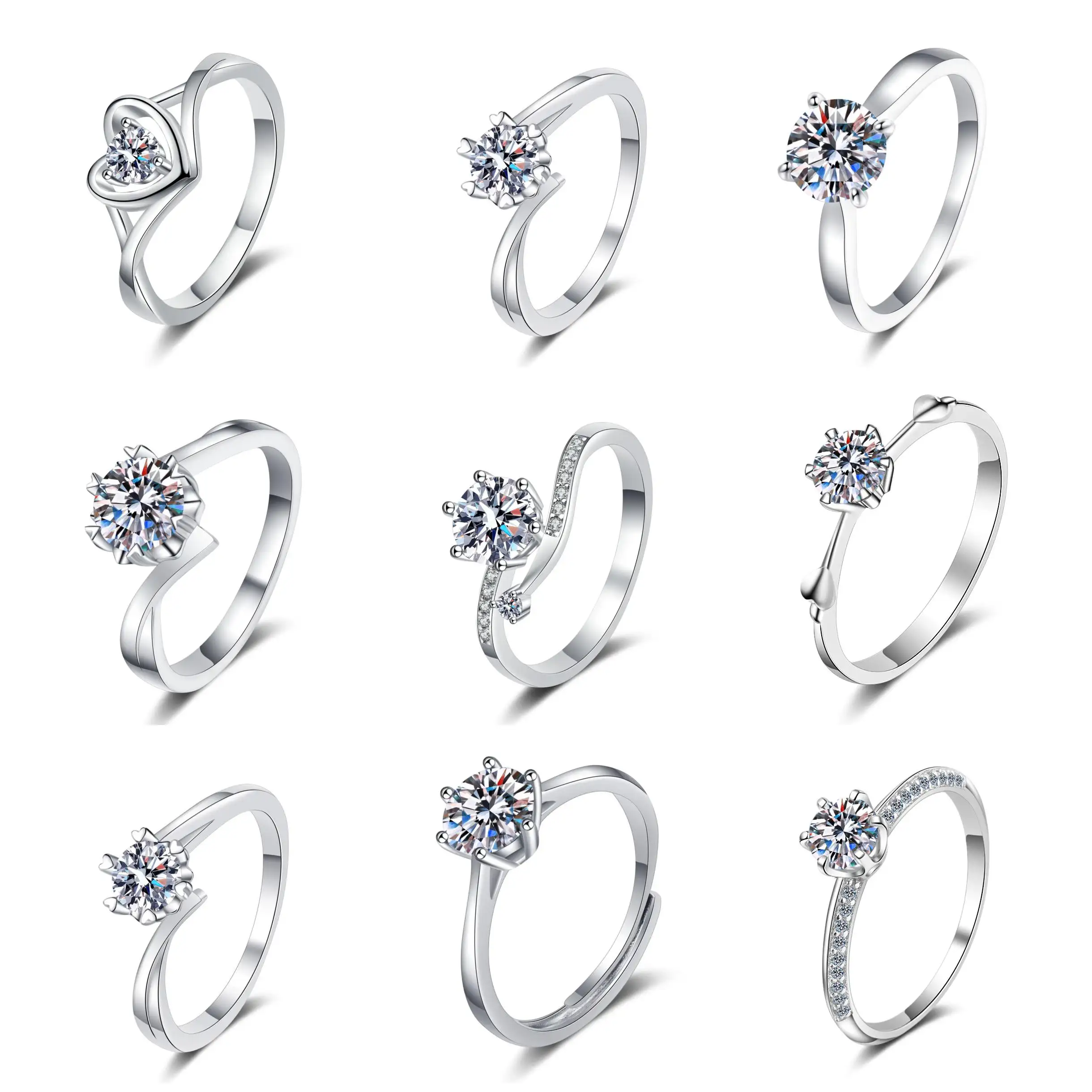 RS1054 Fine jewelry Design Gift Luxury Moissanite Rings 925 Sterling Silver CZ zircone Diamond Wedding Ring