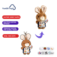 Porte-clés personnalisé en peluche lapin artistique – Conception sur mesure, porte-clés doux en forme de lapin pour cadeaux promotionnels d'entreprise