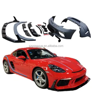 Araba tamponları Porsche ön arka tampon 718 gövde kiti yükseltme Porsche Bodykit geniş Porsche 718 Porsche Cayman için tam vücut kiti 2016-2024