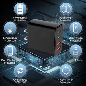 <span class=keywords><strong>Chargeur</strong></span> USB 4 ports avec charge rapide Type C, tension de fonctionnement 85V-265V pour <span class=keywords><strong>iPhone</strong></span> 14 13 12 11 <span class=keywords><strong>SE</strong></span> X XS Samsung Galaxy S22 S21 - Product Image 3