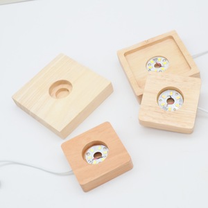 Wooden LED Light Base 25mm Aperture Warm White Light Home Decor <b>Night</b> Light <b>Stand</b> Crystal Holder - Product Image 3