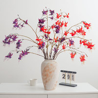 Fournisseur d'usine : Nouvelle branche de fleur de fuchsia artificielle, simulation de fleur de fuchsia suspendue en soie pour l'aménagement de fermes et de maisons, vente en gros