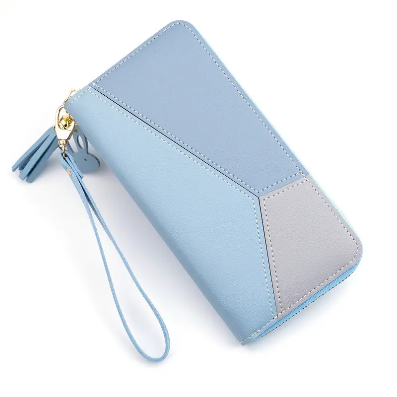 Geometric Luxury Brand Leather Wallets Women Long Zipper Coin Purses Tassel Design Clutch Wallet Female Money Credit Card Holder