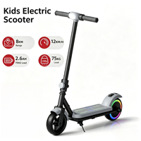 Trottinette électrique pliable 150W pour enfants, 12 km/h, légère, portable, avec lumières LED