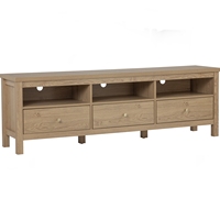Mueble de TV Independiente Moderno RHODES de 1.8m en Color Roble Natural, Fabricado en Malasia, con Acabado Laminado Sin Juntas, para Almacenamiento de Equipos Multimedia en la Sala de Estar