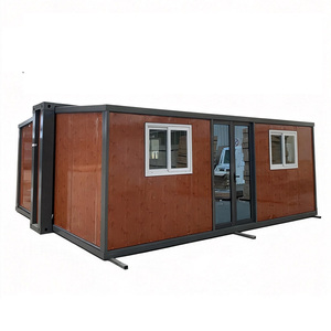 Maison conteneur de bureau préfabriquée modulaire pliable en verre, couleur bois, petite unité personnalisée, fabriquée en Chine, pour chambre extérieure - Product Image 1
