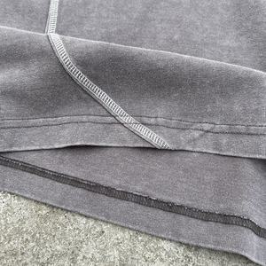 Heavyweight 100% Cotton <b>Cropped</b> O-Neck Tshirt Oversized Boxy <b>T</b>-<b>Shirt</b> Unisex Custom Embroidered Acid Wash <b>T</b> <b>Shirts</b> Pour Hommes - Product Image 5