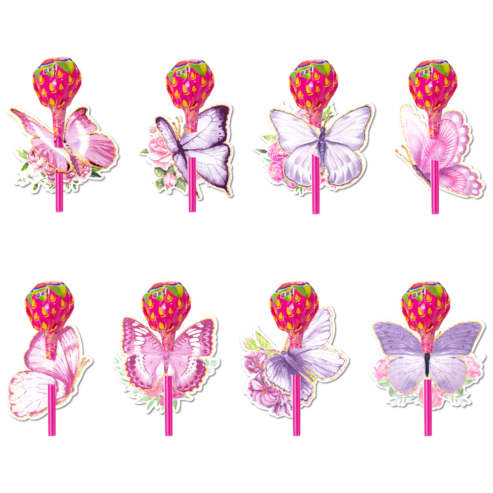 purple   8pcs Butterfly Lollipop Card [No Lollipop]