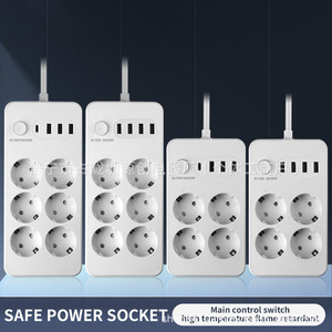 Regleta de Enchufes Estándar Europeo con 3 USB y 1 Tipo C, 2500W, Núcleo de Cobre, Carcasa de ABS para Uso en Hogar y Oficina - Product Image 2