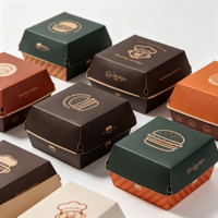 Conteneurs en papier écologiques pour hamburgers, frites, poulet frit, à emporter, avec logo personnalisé, emballages pour la restauration rapide