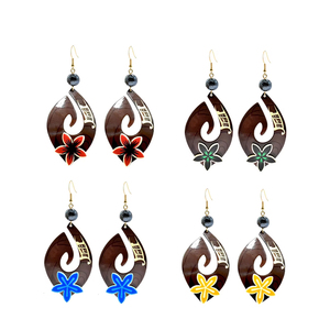 Pendientes <span class=keywords><strong>de</strong></span> gota tribales al por mayor para mujeres y niñas, acetato acrílico <span class=keywords><strong>de</strong></span> Estilo Hawaiano con piedra <span class=keywords><strong>de</strong></span> <span class=keywords><strong>perla</strong></span> para vacaciones y fiestas - Product Image 1