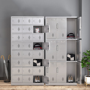 Armoire vestiaire moderne en métal, en acier inoxydable, avec placard verrouillable et plusieurs portes, pour bureau, appartement - Product Image 6