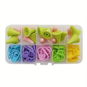 Nouvel ensemble de marqueurs de mailles et de capuchons d'aiguilles à tricoter en plastique coloré, 10 compartiments, en stock, vente en gros - Product Image 3