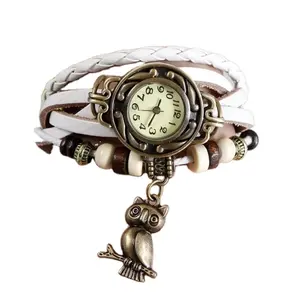 Relojes de correa de cuero para mujer, pulsera vintage