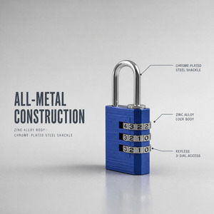 <span class=keywords><strong>Cadenas</strong></span> à combinaison antivol SAMHOO de haute qualité, multicolore, en aluminium, à 3 chiffres, pour la sécurité des bagages et des équipements de sport – Vente directe usine - Product Image 2