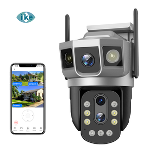 Купольная камера видеонаблюдения V380pro 8 МП с тремя объективами, Wi-Fi, 4G, 10-кратным зумом, обнаружением движения, облачным хранилищем и картой памяти TF 64 ГБ - Product Image 1