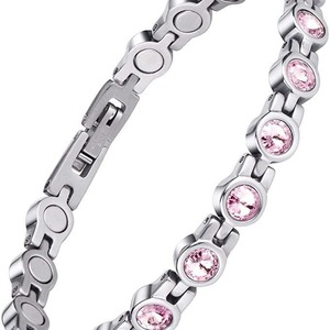 Unisex Magnetic Rhinestone <b>Bracelet</b> Zinc Alloy Bezel Setting Gift Jewelry Round Design Detachable <b>Bangle</b> Fashion Accessory - Product Image 3