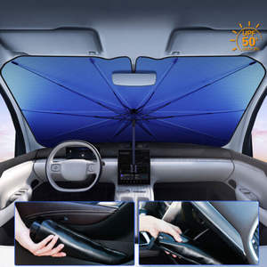 Parasol UV plegable para parabrisas delantero de gran oferta, logotipo personalizado de PVC + vinilo de titanio y plata, diseño de negocios/lujo para coche universal - Product Image 4