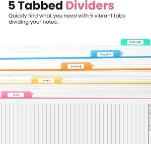 大きなスパイラル綴じノート、仕切りとタブが取り外し可能な仕事用ノート、8.5インチx11インチ、可愛いハードカバー、5科目用ノートジャーナル - Product Image 2