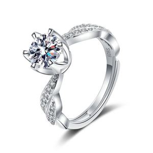 Anillo Ajustable para Mujer, Joyería Fina, Chapado en Platino, con Circonita, Diamante, Gema, Anillo Abierto, Banda Trenzada de Cobre Dorado - Product Image 1