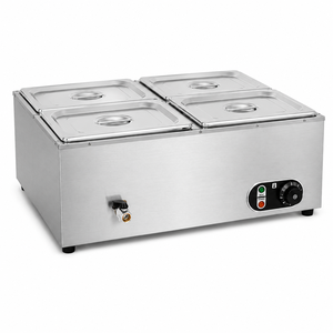Commercial Bain Marie Electric Soup <b>Warmer</b> 4 Pan Stainless Steel <b>Buffet</b> <b>Food</b> <b>Warmer</b> with Drain Faucet 220V 1500W - Product Image 1