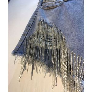 <span class=keywords><strong>2022</strong></span> <span class=keywords><strong>été</strong></span> Offre Spéciale femmes taille haute Denim Shorts strass glands mode diamant perles bleu clair à la mode femmes Denim Shorts - Product Image 1