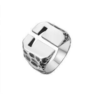 Anillos Cruzados Negros Huecos de Acero Inoxidable para Hombre, Fabricantes de Joyería de Moda - Product Image 1