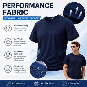 T-shirt à manches courtes pour homme, coupe classique, couleur unie, col rond, 100% polyester, séchage rapide, respirant, léger, vêtements décontractés, tailles S-4XL - Product Image 5