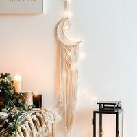Boho fait à la main tissé macramé tenture murale lune étoile attrape-rêves tapisserie décor à la maison pour enfants bébé chambre