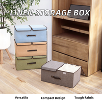 Cube de rangement en tissu de lin de haute qualité organisateur de boîte de rangement pliable avec poignées de couvercles organisateur de vêtements pour l'espace de garde-robe