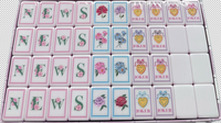 Tuiles de Mahjong en Acrylique Gravées et Imprimées UV à Trois Couches avec Face Blanche, Dos en Marbre Mousse de Mer et Couche Rose pour le Divertissement