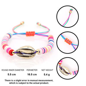 Pulsera de Cuentas de Arcilla Ajustable Resoul <span class=keywords><strong>para</strong></span> Mujer, <span class=keywords><strong>Pulseras</strong></span> de Cuentas con Dijes de Concha Multicolor, Joyería de Moda Gitana, Regalo - Product Image 5