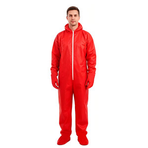 Combinaisons de protection jetables Hubei Haixin avec capuche, gants et couvre-chaussures - Achat en gros de combinaisons de sécurité rouges - Product Image 4