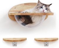 Meubles en bois muraux durables dôme acrylique espace Capsule lit pour chat étagère avec hamac
