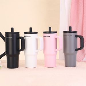 Portable <b>Travel</b> <b>Mug</b> 24oz Stainless Steel Double Wall Vacuum Tumbler with Handle Straw <b>Lid</b> for Car - Product Image 6