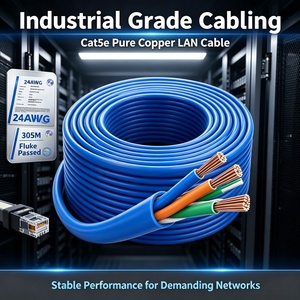 Câble réseau Cat5e 305M/rouleau UTP 24AWG 100% cuivre pur multimode <span class=keywords><strong>bleu</strong></span> certifié ISO9001 pour usage au bureau, à l'école et à domicile - Product Image 2