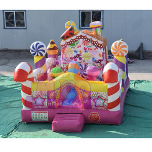 Château Gonflable Commercial pour Enfants, Thème Parc d'Attractions Candy Land, avec Toboggan et Zone de Saut, pour Usage Commercial - Product Image 1