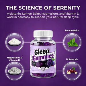 Complément alimentaire en gommes pour le sommeil, sans sucre, <span class=keywords><strong>naturel</strong></span>, végétalien, avec 5 mg de magnésium et vitamine D, en marque privée personnalisée, pour les fournisseurs Amazon - Product Image 2