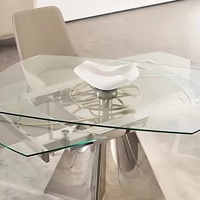 Table à manger extensible en verre trempé de luxe italien, moderne et rotative, de forme rectangulaire, pour villa, maison, salle à manger