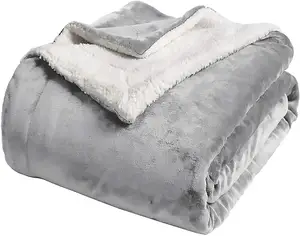 Kustom kain hangat mewah disesuaikan ultra lembut sherpa melempar selimut bulu dan melempar untuk musim dingin