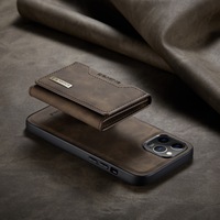 Casing Kulit Ponsel Dompet Lipat Tempat Kartu Penutup Magnetik untuk iPhone 16 13 Pro Max Perlindungan Ponsel Baru INS