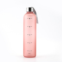 Bouteille d'eau motivante Tritan 32oz 1000ml sans BPA, dégradé givré, avec marqueur de temps pour boire directement, portable et anti-fuite