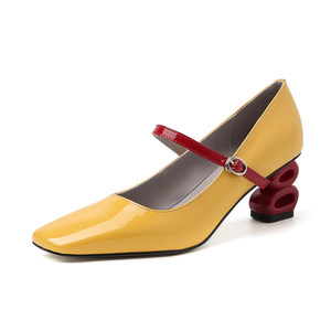 Scarpe <span class=keywords><strong>Mary</strong></span> <span class=keywords><strong>Jane</strong></span> con <span class=keywords><strong>Tacco</strong></span> Alto in Pelle Bovina di Prima Qualità, Punta Quadrata, Cinturino Regolabile con Fibbia, Leggere e Comode per Uso Quotidiano e Formale - Product Image 2