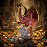 Statue de dragon abstrait gris de château médiéval, figurines décoratives tenant des bougies à thé pour le bureau, la maison, modèle de plaque de collection