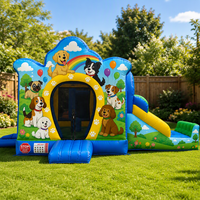 Château gonflable commercial en PVC avec toboggan, thème dessin animé, pour location extérieure et fêtes