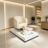 Chaise de pédicure en acrylique avec système de jets hydrauliques, lampe LED, massage par vibration, cuve de bain de pieds multifonctionnelle rotative et réglable