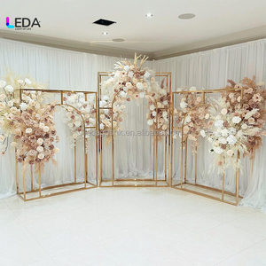 LEDA Wholesale Wedding Custom Stainless Steel Gold 3D White Arch <b>Backdrop</b> Panel with LED Light Adjustable Durable - Product Image 1