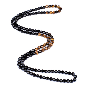 Collar de cuentas de piedra de ojo de Tigre de ónix negro hecho a mano de nuevo diseño para hombre, joyería de moda chapada en oro, regalo de boda para mujer - Product Image 4